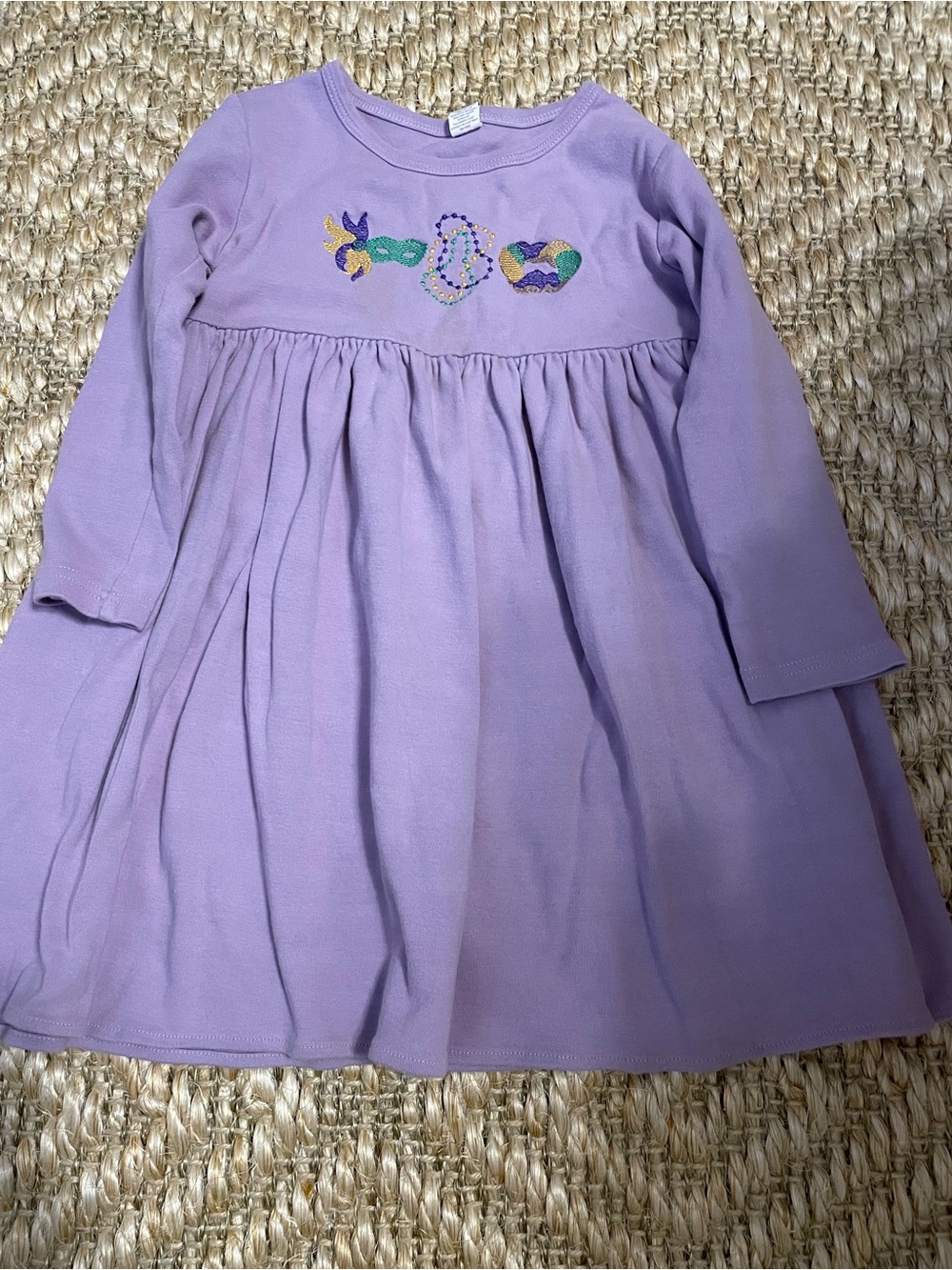 Purple Mardi Gras embroidered dress 3/4